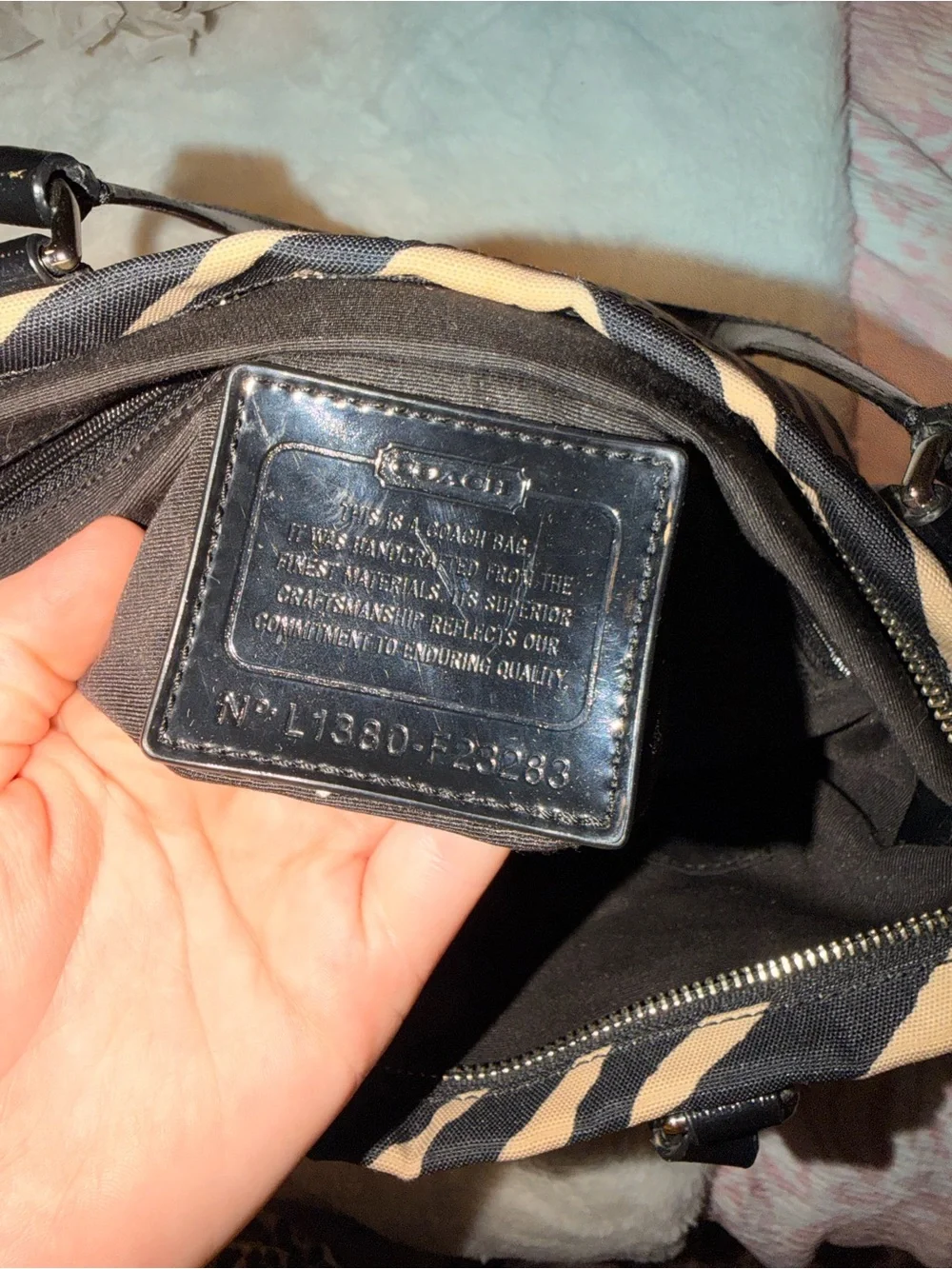 Coach Zebra-Print Canvas Tote in Black and Cream
